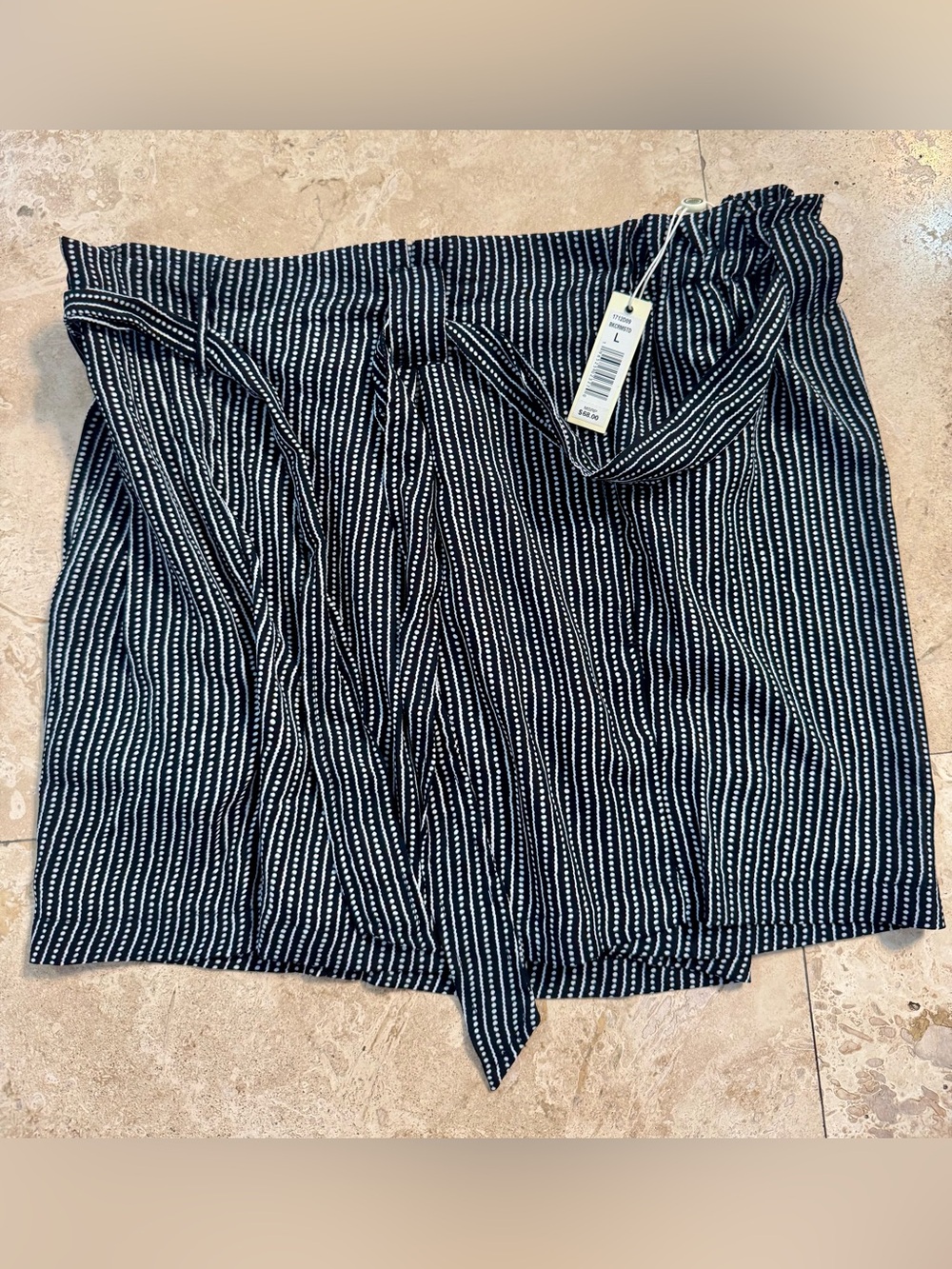 Max Studio Size Large black & White Striped Tie-Front Skirt
